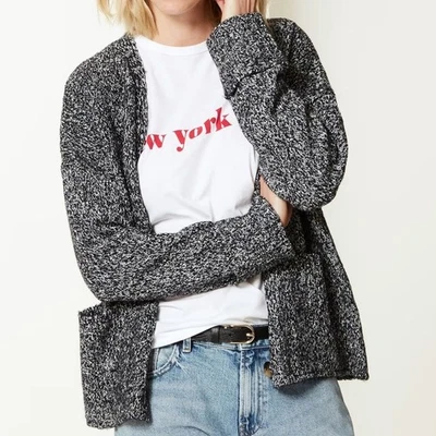 Cárdigan de punto blanco y negro para mujer Foto 1 de 4