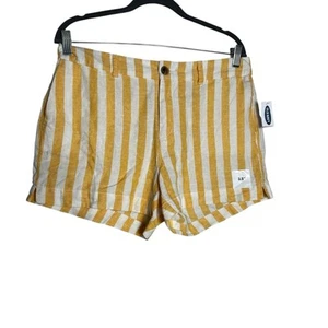 NWT Old Navy Linen Blend Everyday Short Yellow & White Striped Size 8 - Picture 1 of 4