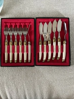 Laguiole Ivory and Brass  Stamped flatware Set - Image 1 of 4