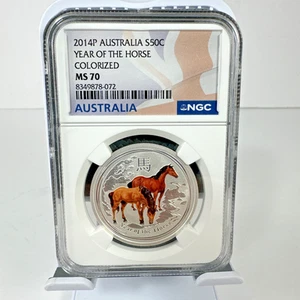 2014 P Australia S50C Year Of The Horse NGC MS70 Colorized - Picture 1 of 2