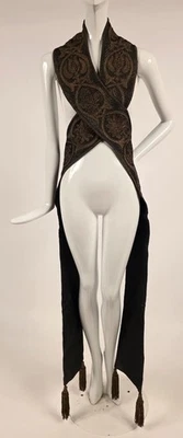 VICTORIAN 19TH C EMB METALLIC GOLD LAME SASH COLLAR W CELTIC KNOT FLORAL & ACORN - Image 1 of 4