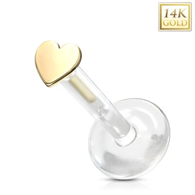 Oro 14K Corazón BioFlex Labret Medusa Philtrum Labio Tragus Caracola Hélice Anillo Tachuelas Foto 1 de 3