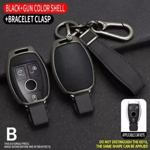 For Mercedes Benz GLC CLS CES Zinc Alloy Leather Car Remote Key Fob Cover Case - Picture 1 of 5