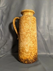 Mid Century Scheurich Keramik W. German Handled Ceramic Yellow Lava Vase 401-35 - Picture 1 of 7