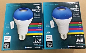 2 PACK NEW Light Bulbs With Bluetooth Speaker Color Changing And Remote Control - Picture 1 of 4
