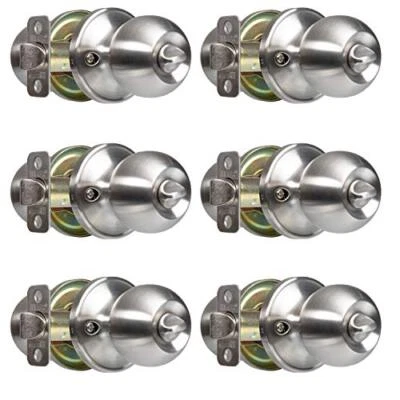 Privacy Door Knobs For Bed And Bath Ball Style Satin Nickel Interior Keyless Tur - Image 1 of 4