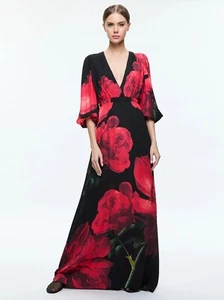 Alice + Olivia Clarissa Deep V Godet Maxi Dress Size 8 NWT $695 - Picture 1 of 3