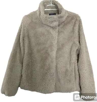 PATAGONIA Mujer Talla M Crema Pelaje Imitación Piel Difusa Cremallera Completa Abrigo Chaqueta Foto 1 de 4