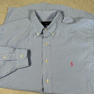 Ralph Lauren Blue Label Herren Hemd Blau Kariert XLT Langarm Button Down - Bild 1 von 8