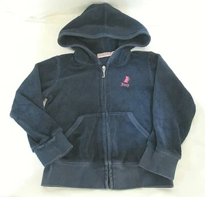 Juicy Couture Navy Blue Terry Cloth Long Sleeve Zip Front Hooded Sweatshirt 3T - Picture 1 of 3