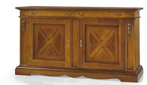 CREDENZA MADIA 2 PORTE 2 CASSETTI FOGLIA INTARSIATA FINITURA BASSANO ARTE POVERA - Photo 1 sur 2
