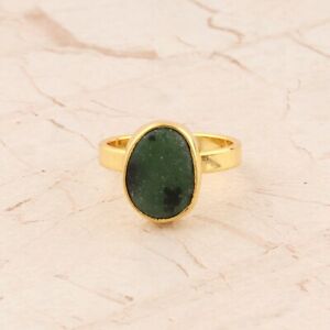  Green Ruby Zoisite Gold Plated Adjustable Ring Jewelry Gift For Women Wear