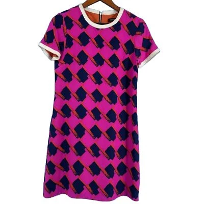 Vestido Alice & Trixie Talla XS Borde de Cuero de Seda Años 60 70 Festival Groovy Funky Y2K Foto 1 de 4