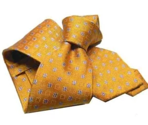 Cravate Seda Made IN Italy Orange Corbata Cravate Micro Petites Fleurs Class - Picture 1 of 2