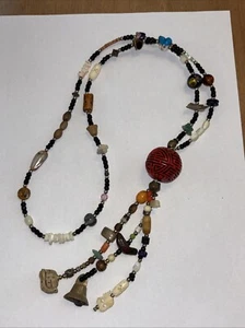 Beads of the World Vintage Necklace W/ Bell - Carved Stone fetish Animal Designs - Picture 1 of 7