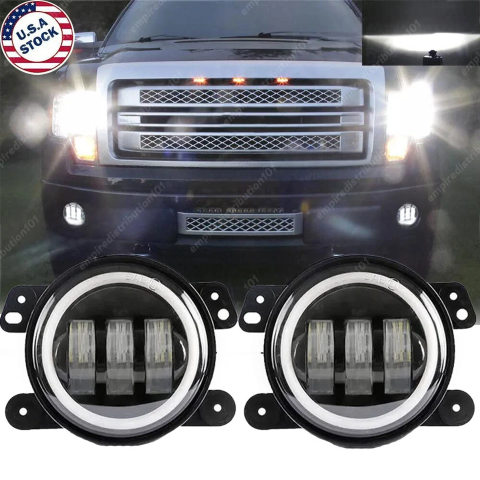 Par de luces antiniebla LED para parachoques de 4 pulgadas para Ford F150 2009 2010 2011 2012 2013 2014 Foto 1 de 4