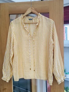 Papaya Matalan Summer Boho Tie Neck Blouse Shirt Top Size 20 Yellow Gold Striped - Picture 1 of 8