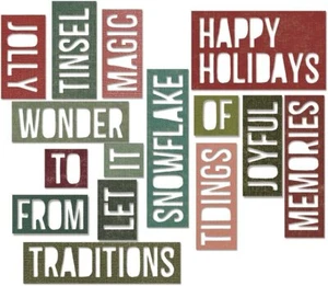 Sizzix Thinlits Die set 16 pc 660976 Christmas Holiday Words No2 Snowflake Jolly - Imagen 1 de 2