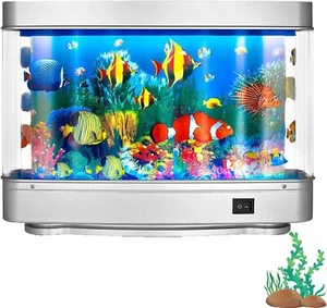 Fish Moving Background Lamp Fake Fish Tank Mini Aquarium Night Light - Picture 1 of 7
