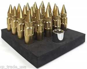 NRG STEEL SPIKED EXTENDED LUG NUT SET 12X1.25MM GOLD 20PCS FOR NISSAN  - Picture 1 of 4