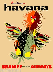Havana Cuba Chicken Caribbean Island Vintage Travel Art Poster Advertisement - Picture 1 of 1