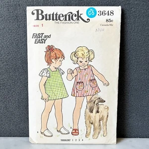 Butterick Toddlers' A-Line Dress Vintage Sewing Pattern 3648 Size 1 Uncut - Picture 1 of 2