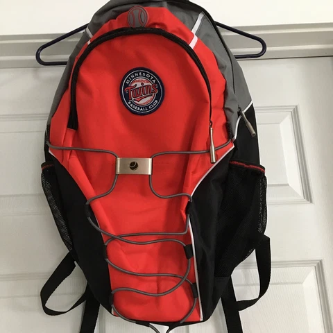 MLB MINNESOTA TWINS 2 STRAP BACKPACK~Book Bag~School~Travel  red/black New 0 tag Cover