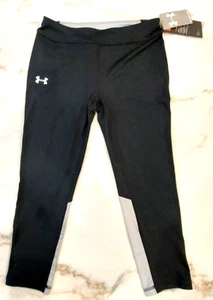 Under Armour Leggings Girls Youth Large New With Tags Black & Gray - Picture 1 of 9
