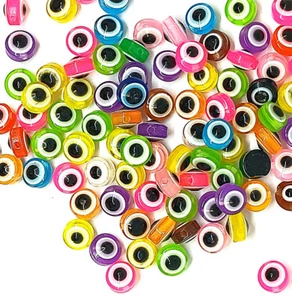 190pcs 8mm assorted flat round Evil Eye resin beads - last buy - DIY Craft - Picture 1 of 1