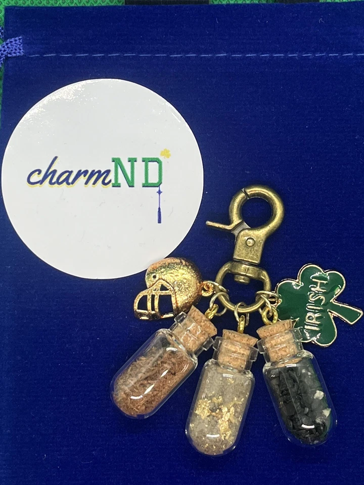 Notre Dame Football Themed Keychain (ND stadium Gold, Astroturf, Wood seating) - Image 1 of 4