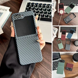 Mag Safe Fiber Pattern Shockproof Slim Case For Samsung Galaxy Z Flip 6 5 4 3 - Picture 1 of 18