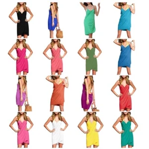 Womens Cover Up Short Backless Beach Dress Swimwear - Picture 1 of 18
