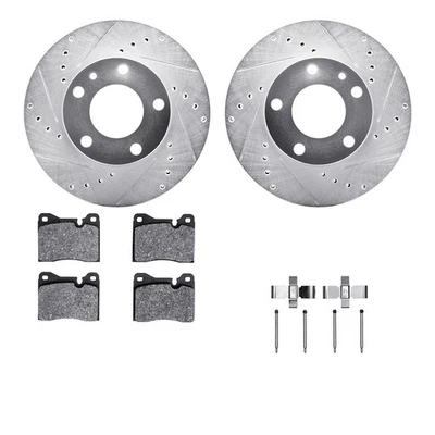 For BMW 735i 85-86 Drilled & Slotted Front Brake Kit w Semi-Metalic Pads - Image 1 of 2