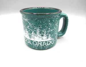 Colorado Mountains & Pines Green Speckled White Tea Coffee Mug 16 oz. (357) - Picture 1 of 5