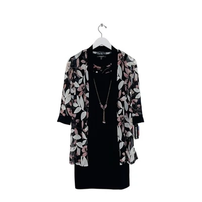 R&M Richards Women's Navy/Mauve 2pc Set Dress W/Jacket Petite Size 4P NEW - Image 1 of 4