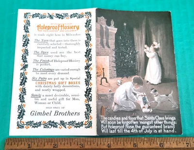 Victorian Trade Card Holeproof Hosiery Christmas Print Ad Gimbles Brothers - Image 1 of 4