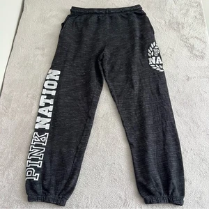 Pink Victoria's Secret Jogger Pants Women's size Medium Logo Spellout Retro Y2K - Picture 1 of 13
