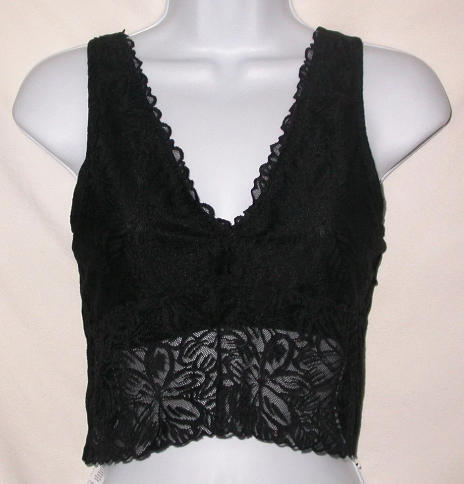 Aerie Women's Size L Black Lace Cropped Top Cami Whimsigoth Unpadded Bra - Image 1 of 4