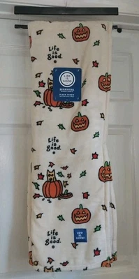 LIFE IS GOOD BERKSHIRE Halloween Perro Calabaza Otoño Suave Peluche Manta NUEVO Foto 1 de 4