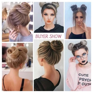 Synthetic Fake Hair Bun Rubber Band Multicolour Natural High Ponytail For Women - Picture 1 of 26