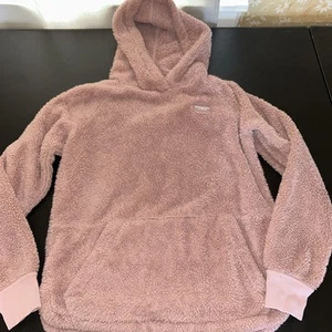 Abercrombie Kids Girls Pink Sherpa Hoodie Fuzzy Pullover Size 9/10 - Picture 1 of 4
