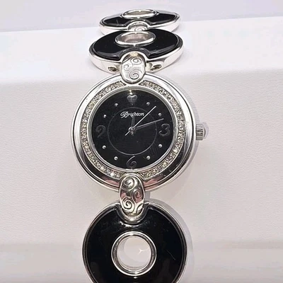 Brighton Topanga Black Enamel Link Watch  –( New Battery)  Fits Up To 6.5 - Image 1 of 4