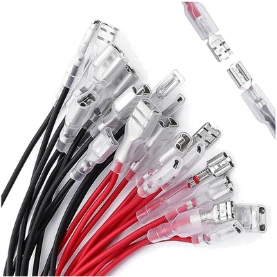 GEBILDET 20-teiliges Flachstecker-Crimpanschlussset mit Kabel und Isolierhülsen in Rot...