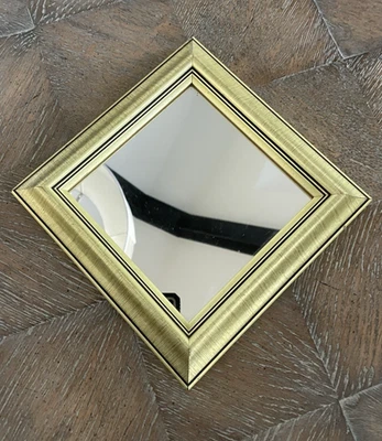 Vtg Small Gold Tone Square Wall Mirror 8 x 8" - Image 1 of 4