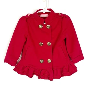 Baby Headquarters Double Breasted Coat Gold Button Holidays Girl Toddler Red 18M - Picture 1 of 5