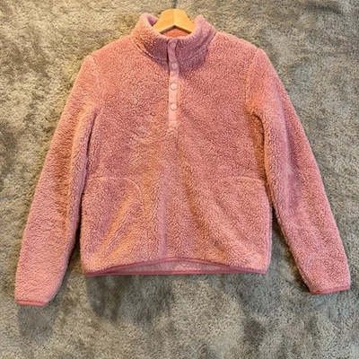 Crewcuts Pink Plush Fleece Sherpa Jacket Pullover Quarter Snap XL 12 14 - Image 1 of 4