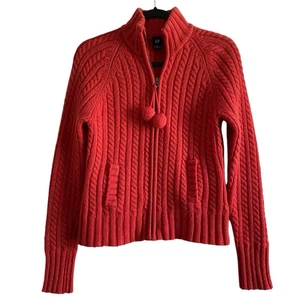 Vintage GAP Sweater Cable Knit Cardigan Size Medium 100% Lambs Wool Y2K - Picture 1 of 9