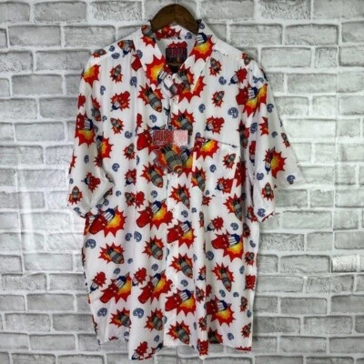 Dixxon Flannel Co Bombs Away Patriotic Bombsicle Party Button Up Shirt Mens 2XL - Image 1 of 4