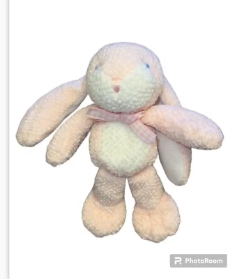 "Difícil de encontrar Soft Dreams rosa acanalado texturizado conejito guinga arco ojos cosidos juguete encantador 7""" Foto 1 de 4
