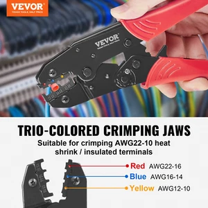 Juego de herramientas de prensado de trinquete VEVOR para conectores eléctricos aislados AWG22-10 - Imagen 1 de 10